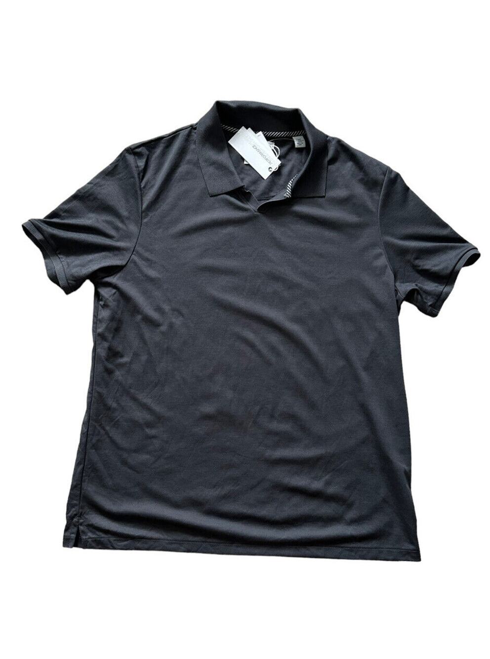 Vince Camuto Charcoal Pima Cotton Johnny Collar Short Sleeve Polo Shirt XL